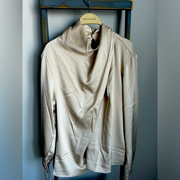 New with tags beige satin blouse. - Picture 1 of 2